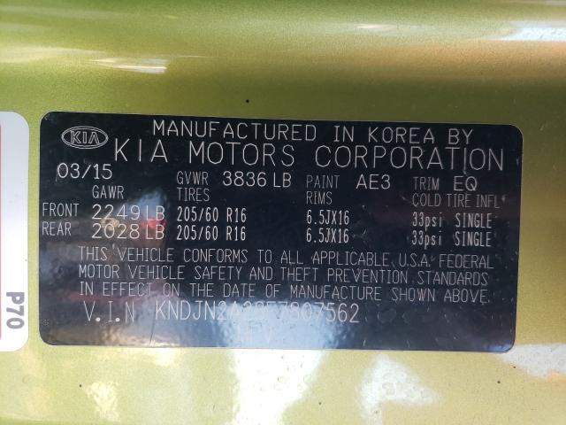 Photo 10 from auction – 2015 KIA SOUL with VIN KNDJN2A28F7807562