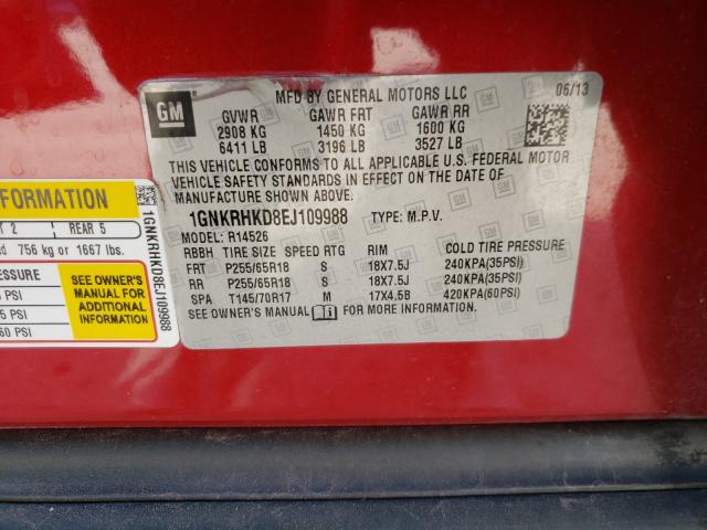 Photo 10 from auction – 2014 CHEVROLET TRAVERSE L with VIN 1GNKRHKD8EJ109988