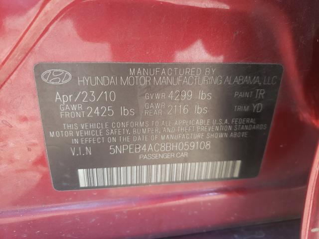 Photo 10 from auction – 2011 HYUNDAI SONATA GLS with VIN 5NPEB4AC8BH059108