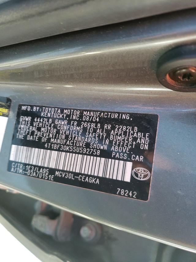 Photo 10 from auction – 2005 TOYOTA CAMRY LE with VIN 4T1BF30K55U592758