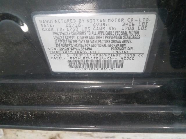 Photo 10 from auction – 2018 NISSAN VERSA S with VIN 3N1CN7AP1JL881494