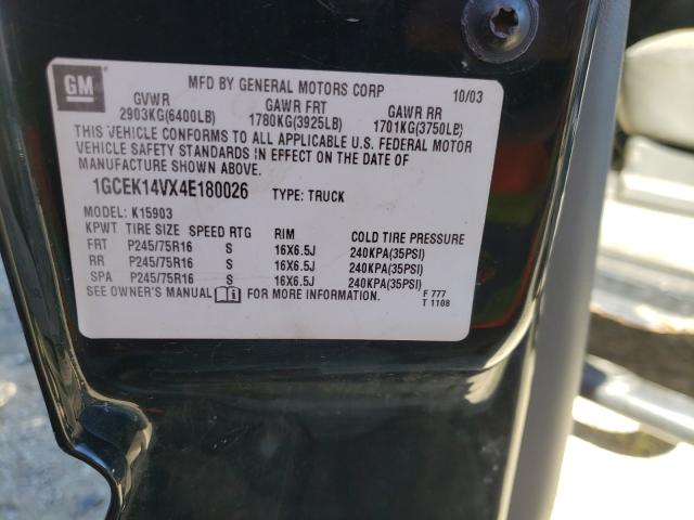 Photo 10 from auction – 2004 CHEVROLET SILVERADO with VIN 1GCEK14VX4E180026