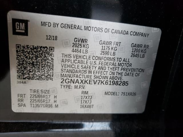 Photo 10 from auction – 2019 CHEVROLET EQUINOX LT with VIN 2GNAXKEV7K6198285