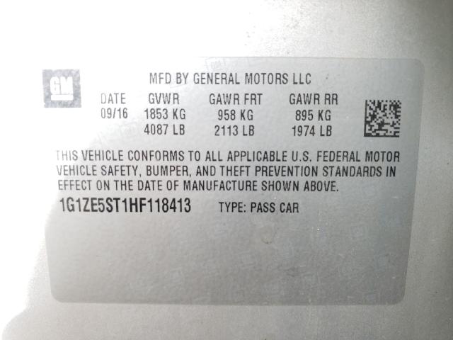 Photo 10 from auction – 2017 CHEVROLET MALIBU LT with VIN 1G1ZE5ST1HF118413
