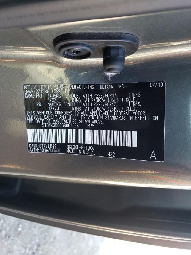 Photo 10 from auction – 2011 TOYOTA SIENNA XLE with VIN 5TDYK3DC0BS061058