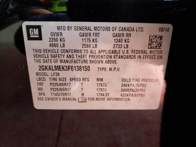 Photo 10 from auction – 2015 GMC TERRAIN SL with VIN 2GKALMEK3F6138150