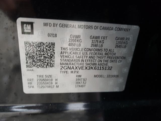 Photo 10 from auction – 2019 CHEVROLET EQUINOX LT with VIN 2GNAXVEX3K6115132