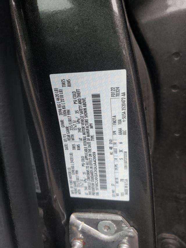 Photo 10 from auction – 2016 FORD ESCAPE SE with VIN 1FMCU0GX3GUA43959