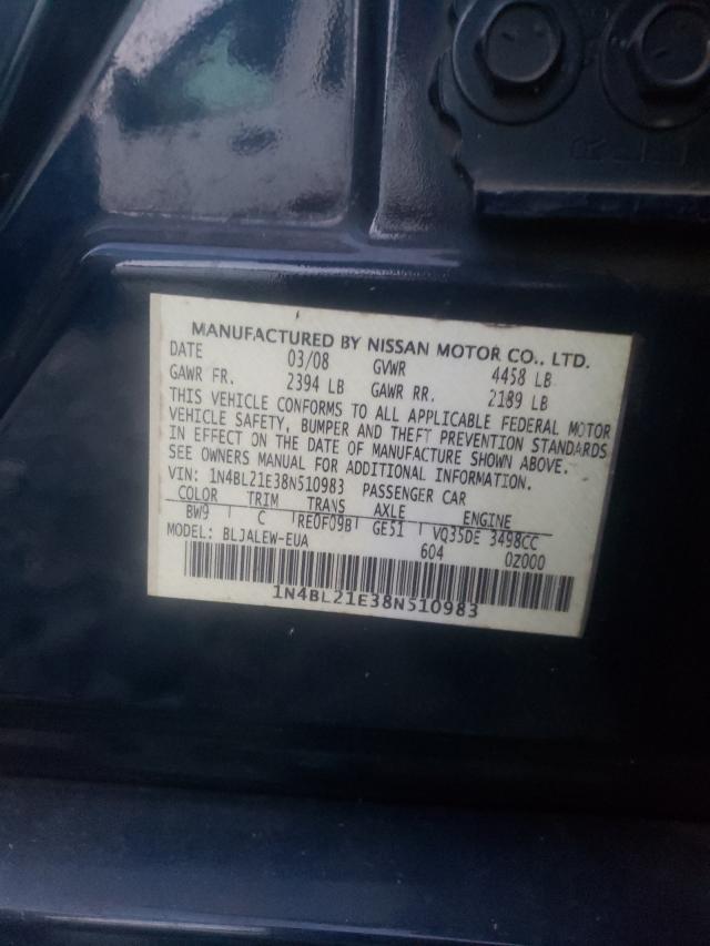 Photo 10 from auction – 2008 NISSAN ALTIMA 3.5 with VIN 1N4BL21E38N510983