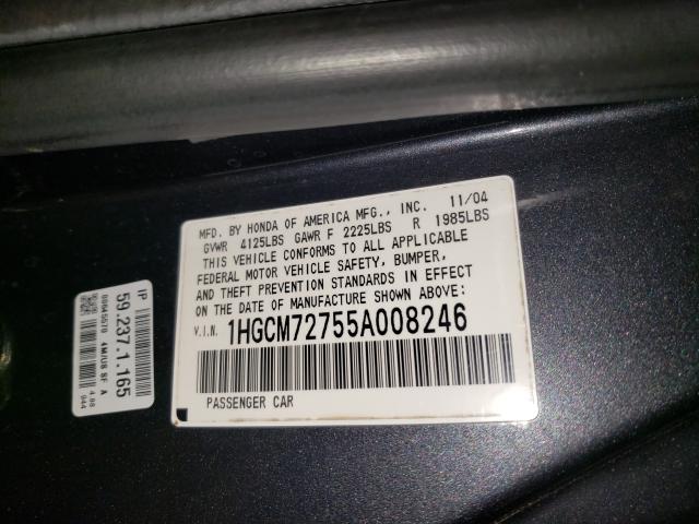 Photo 10 from auction – 2005 HONDA ACCORD EX with VIN 1HGCM72755A008246
