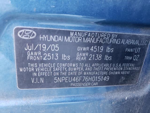Photo 10 from auction – 2006 HYUNDAI SONATA GLS with VIN 5NPEU46F76H015149
