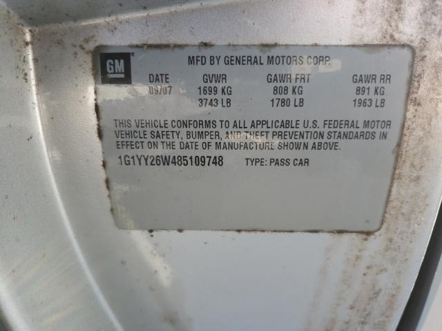 Photo 10 from auction – 2008 CHEVROLET CORVETTE with VIN 1G1YY26W485109748