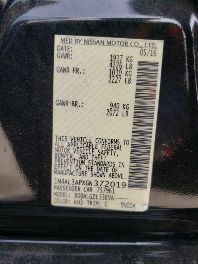 Photo 10 from auction – 2016 NISSAN ALTIMA 2.5 with VIN 1N4AL3APXGN372019