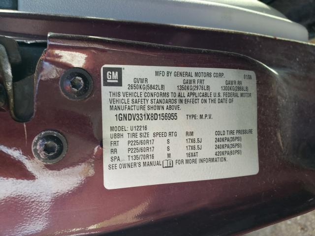 Photo 10 from auction – 2008 CHEVROLET UPLANDER L with VIN 1GNDV331X8D156955