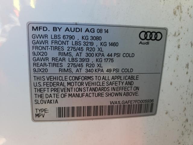 Photo 10 from auction – 2015 AUDI Q7 PREMIUM with VIN WA1LGAFE7FD005936