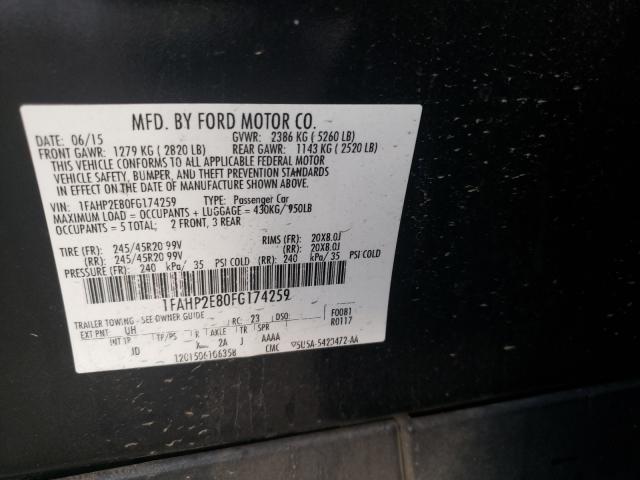 Photo 10 from auction – 2015 FORD TAURUS SEL with VIN 1FAHP2E80FG174259