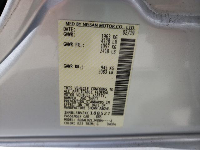 Photo 10 from auction – 2019 NISSAN ALTIMA S with VIN 1N4BL4BV2KC188527