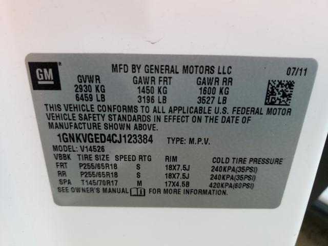 Photo 10 from auction – 2012 CHEVROLET TRAVERSE L with VIN 1GNKVGED4CJ123384