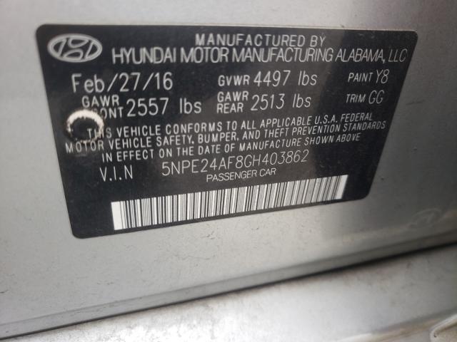 Photo 10 from auction – 2016 HYUNDAI SONATA SE with VIN 5NPE24AF8GH403862