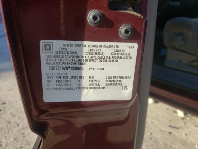 Photo 10 from auction – 2000 CHEVROLET SILVERADO with VIN 2GCEC19V8Y1230645