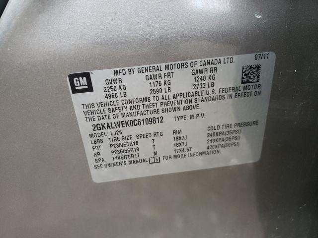 Photo 10 from auction – 2012 GMC TERRAIN SL with VIN 2GKALWEK0C6109812