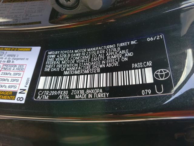 Photo 10 from auction – 2021 TOYOTA C-HR with VIN NMTKHMBX5MR131218