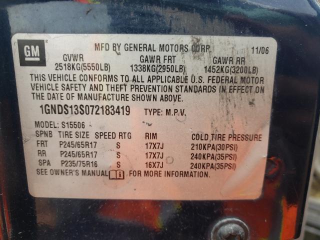 Photo 10 from auction – 2007 CHEVROLET TRAILBLAZE with VIN 1GNDS13S072183419