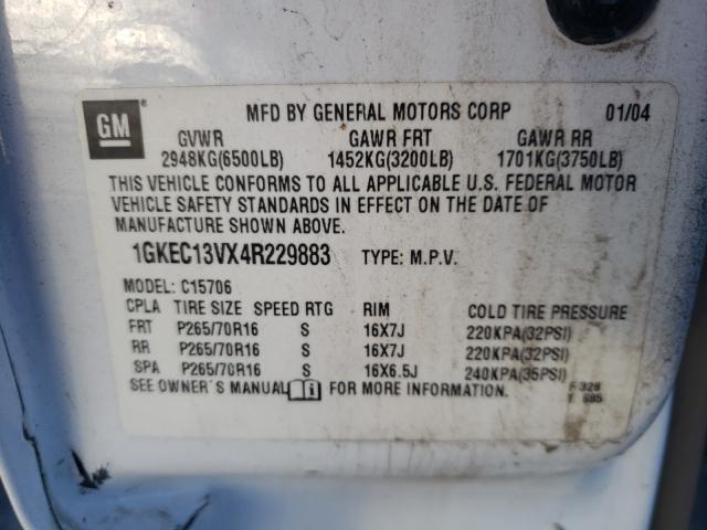 Photo 10 from auction – 2004 GMC YUKON with VIN 1GKEC13VX4R229883