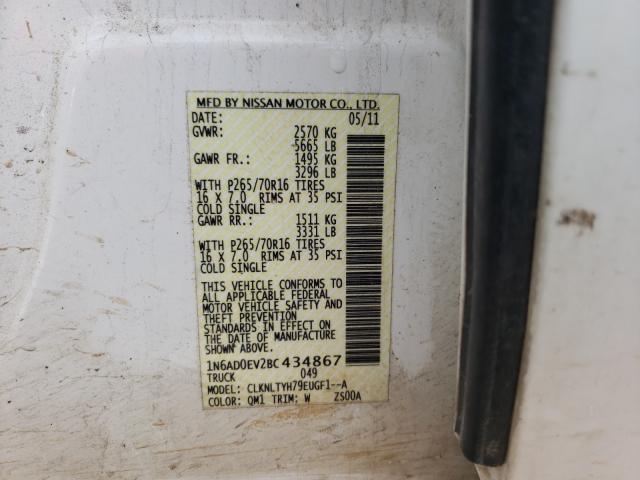 Photo 10 from auction – 2011 NISSAN FRONTIER S with VIN 1N6AD0EV2BC434867