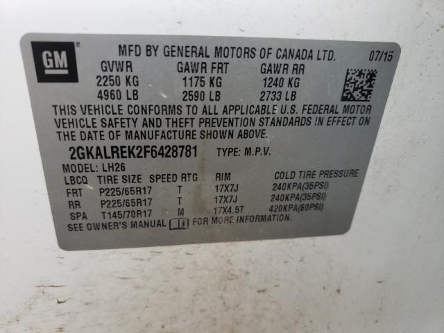 Zdjęcie 10 z aukcji – 2015 GMC TERRAIN SL z VIN 2GKALREK2F6428781