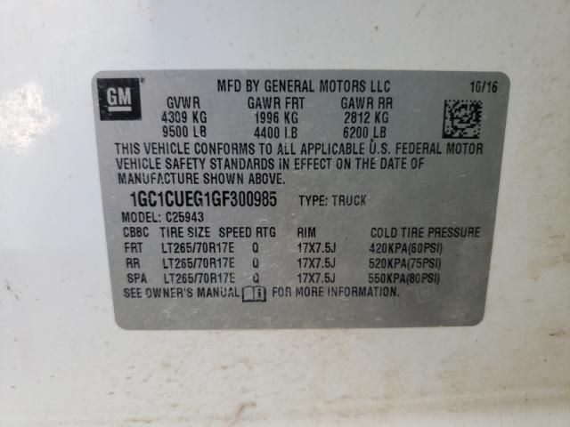 Photo 10 from auction – 2016 CHEVROLET SILVERADO with VIN 1GC1CUEG1GF300985