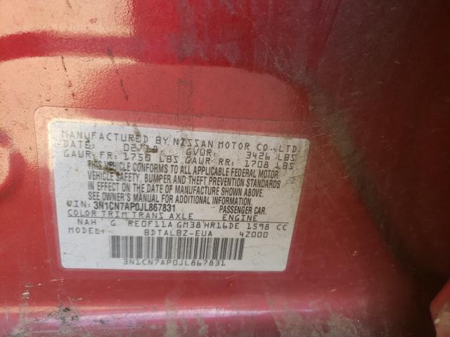 Photo 10 from auction – 2018 NISSAN VERSA S with VIN 3N1CN7AP0JL867831