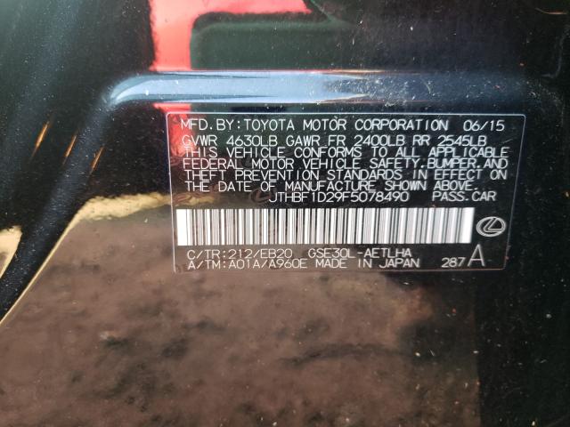 Photo 10 from auction – 2015 LEXUS IS 250 with VIN JTHBF1D29F5078490