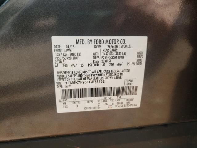 Photo 10 from auction – 2015 FORD EXPLORER L with VIN 1FM5K7F95FGB73362