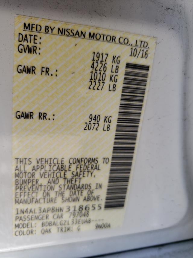 Photo 10 from auction – 2017 NISSAN ALTIMA 2.5 with VIN 1N4AL3AP8HN318655