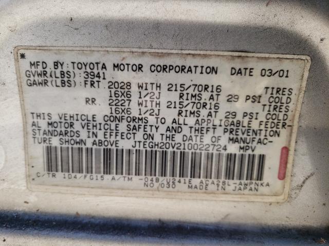 Photo 10 from auction – 2001 TOYOTA RAV4 with VIN JTEGH20V210022724