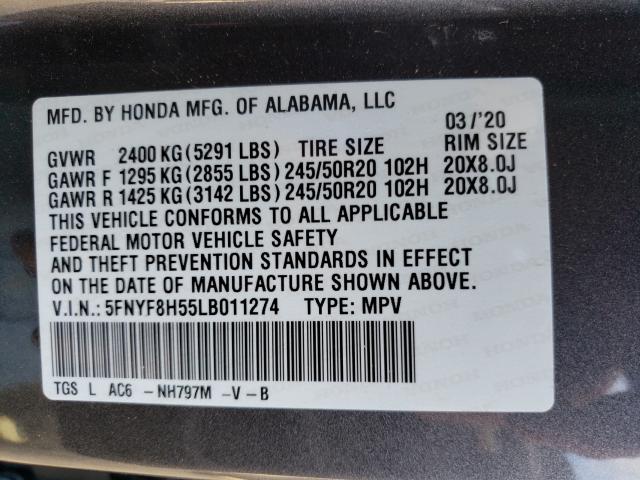 Photo 10 from auction – 2020 HONDA PASSPORT E with VIN 5FNYF8H55LB011274