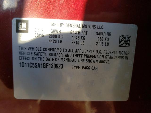 Photo 10 from auction – 2016 CHEVROLET MALIBU LIM with VIN 1G11C5SA1GF120923