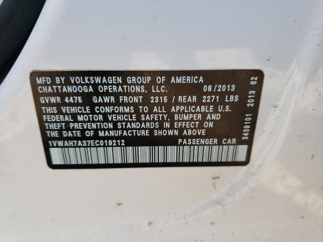Photo 10 from auction – 2014 VOLKSWAGEN PASSAT S with VIN 1VWAH7A37EC019212