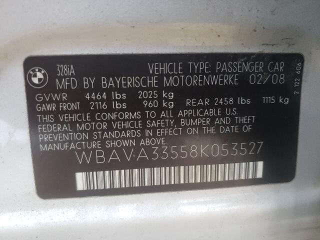Photo 10 from auction – 2008 BMW 328 I with VIN WBAVA33558K053527