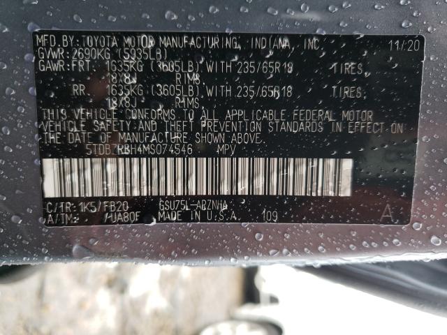 Photo 10 from auction – 2021 TOYOTA HIGHLANDER with VIN 5TDBZRBH4MS074546