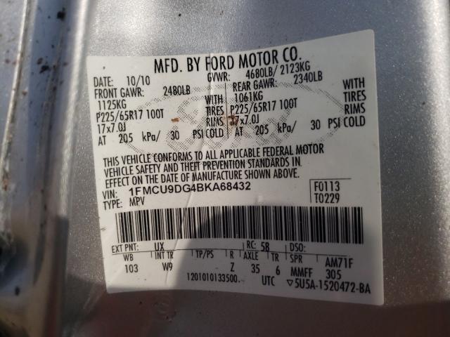 Photo 10 from auction – 2011 FORD ESCAPE XLT with VIN 1FMCU9DG4BKA68432