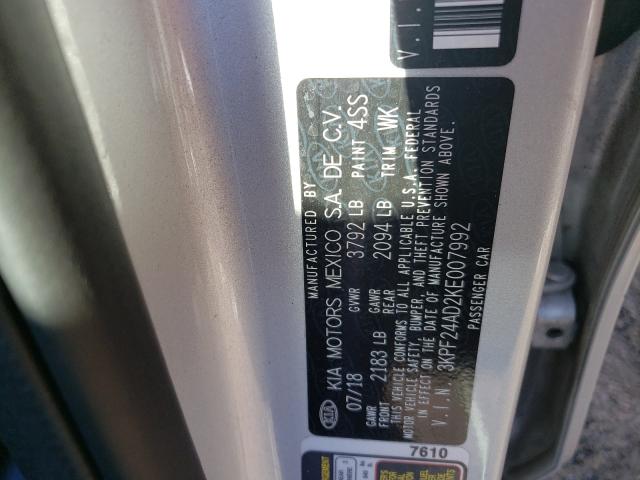 Photo 10 from auction – 2019 KIA FORTE FE with VIN 3KPF24AD2KE007992