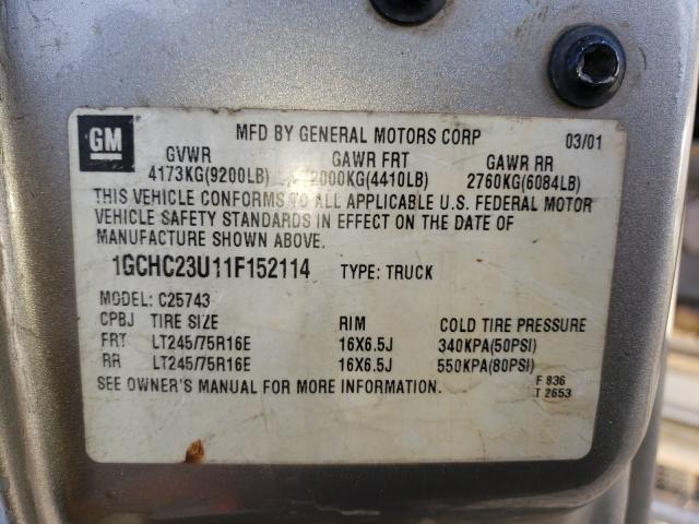Photo 10 from auction – 2001 CHEVROLET SILVERADO with VIN 1GCHC23U11F152114