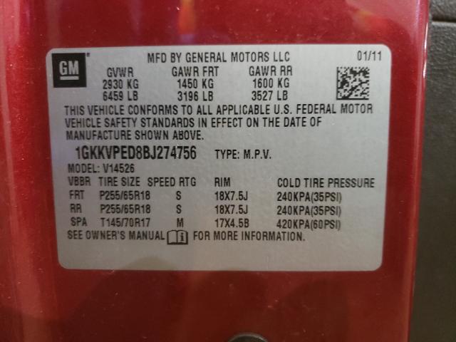 Photo 10 from auction – 2011 GMC ACADIA SLE with VIN 1GKKVPED8BJ274756