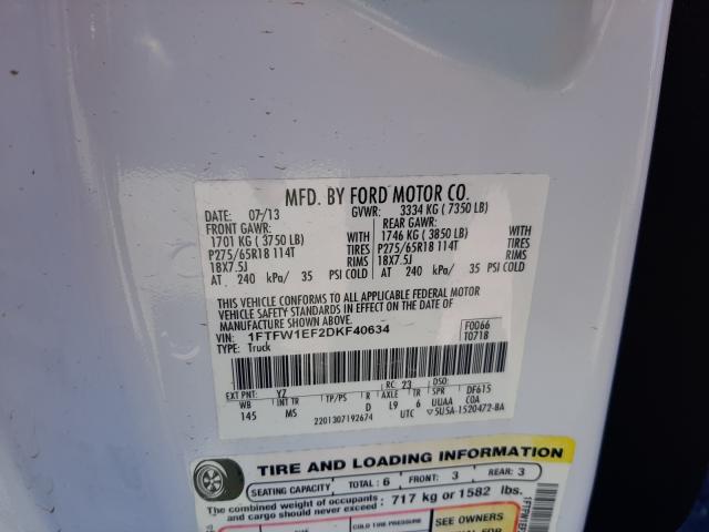 Photo 10 from auction – 2013 FORD F150 SUPER with VIN 1FTFW1EF2DKF40634
