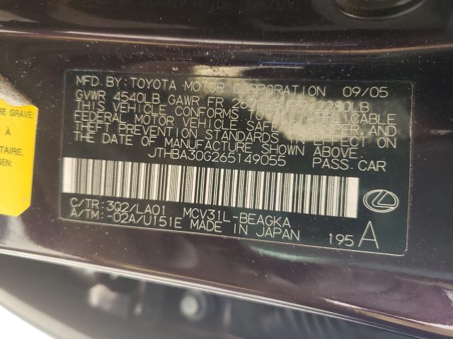 Photo 10 from auction – 2006 LEXUS ES 330 with VIN JTHBA30G265149055