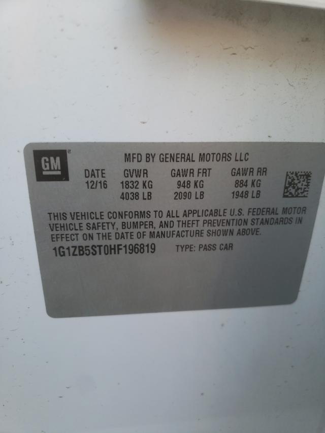 Photo 10 from auction – 2017 CHEVROLET MALIBU LS with VIN 1G1ZB5ST0HF196819