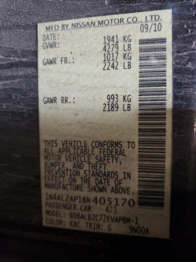 Photo 10 from auction – 2011 NISSAN ALTIMA BAS with VIN 1N4AL2AP1BN405170