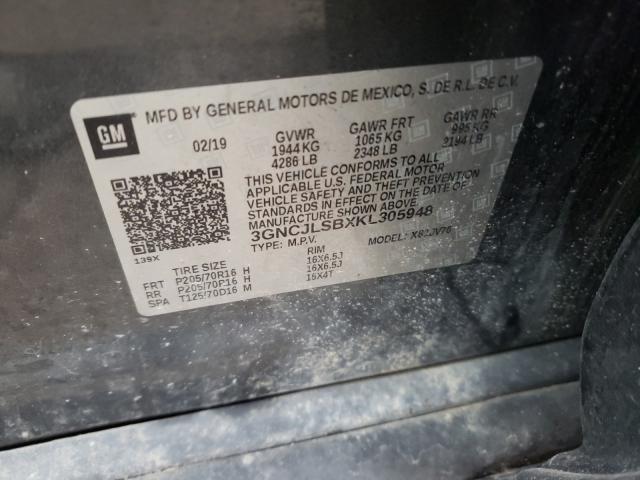 Photo 10 from auction – 2019 CHEVROLET TRAX 1LT with VIN 3GNCJLSBXKL305948